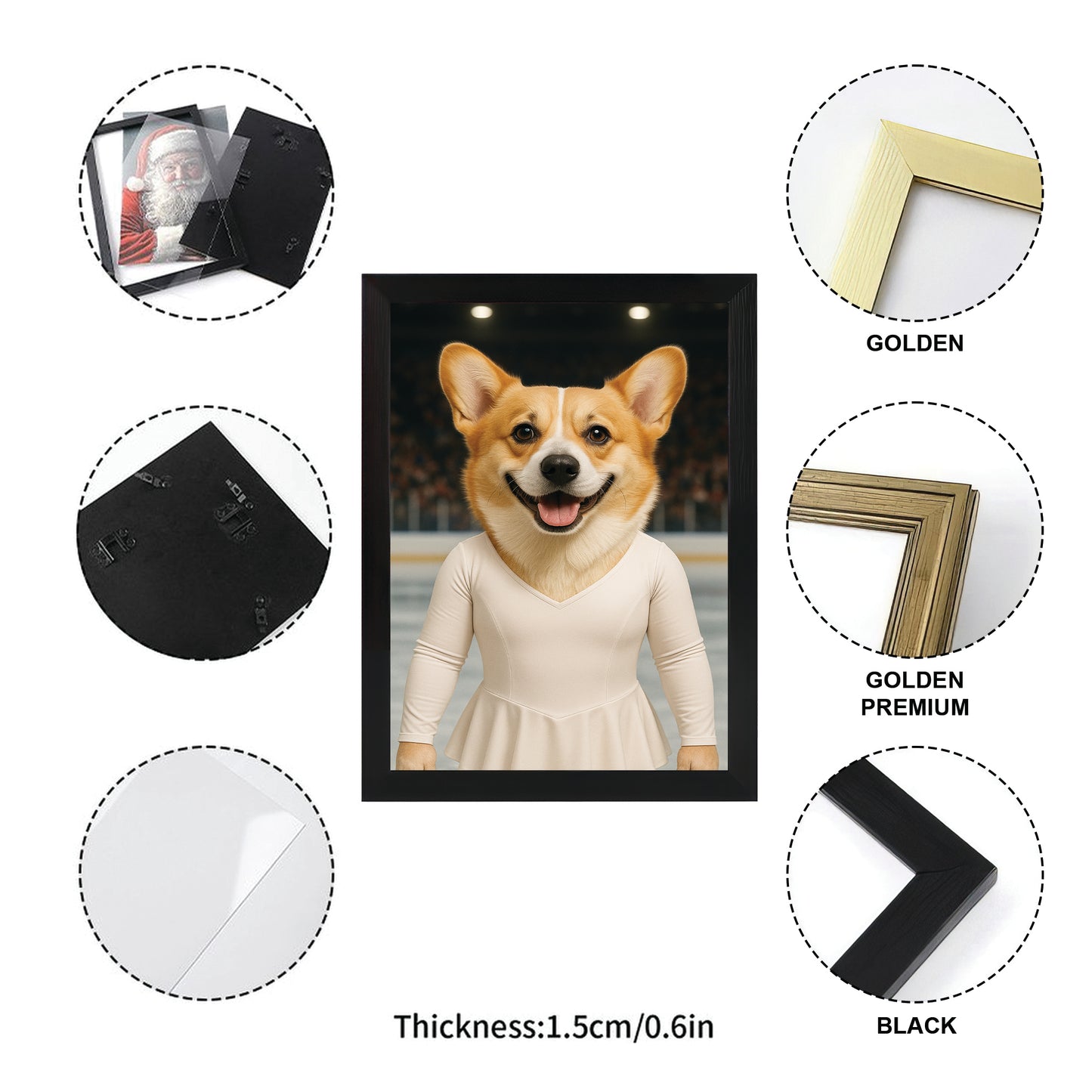 Custom Photo Ice Skater Dog Canvas Framed Wall Art Gift For Dog Lovers