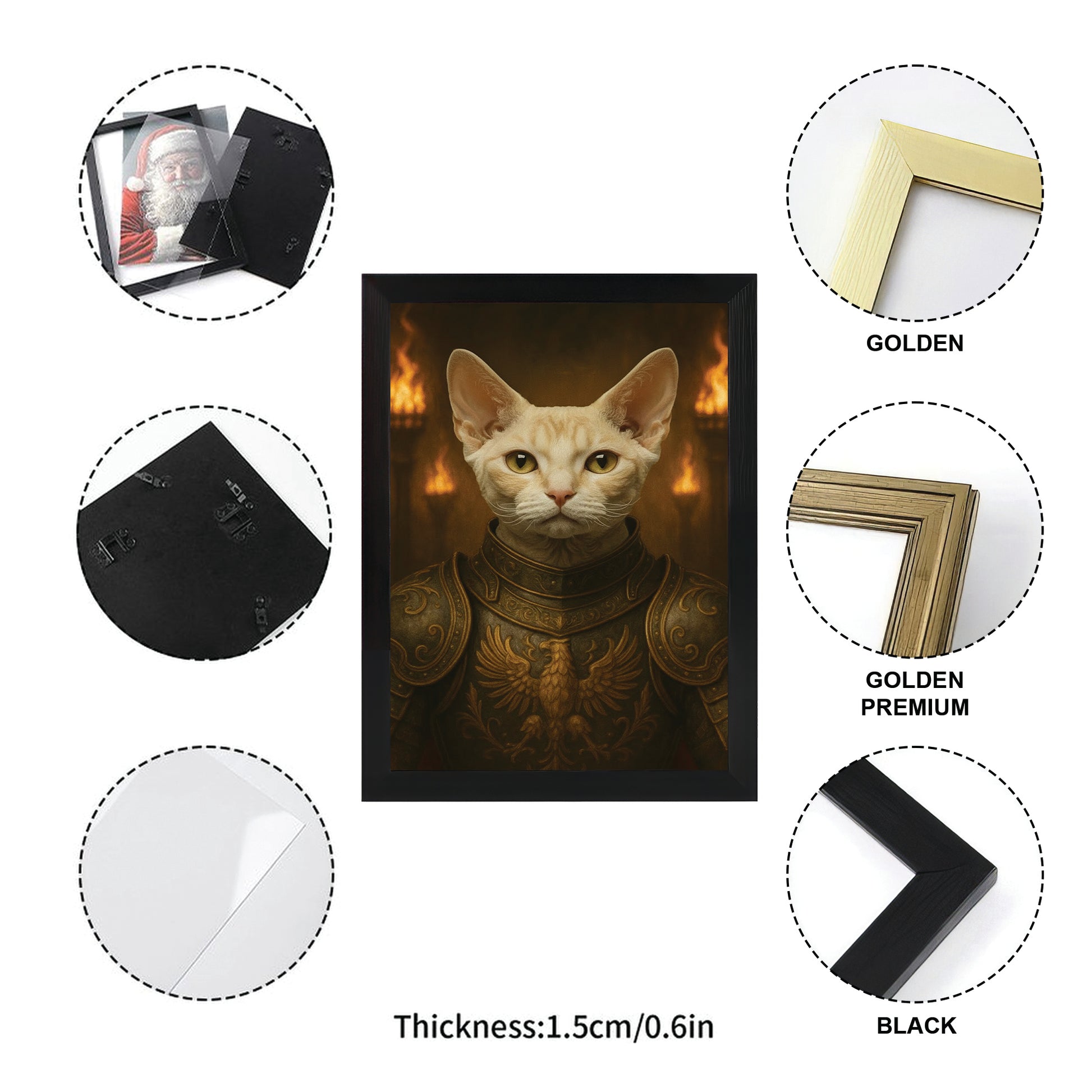Custom Photo Cat Knight Royal Canvas Framed Wall Art Gift For Cat Lovers