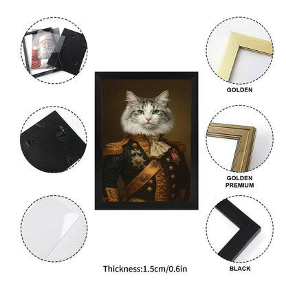 Custom Photo Cat Royal Style 02 Canvas Framed Wall Art Gift For Cat Lovers