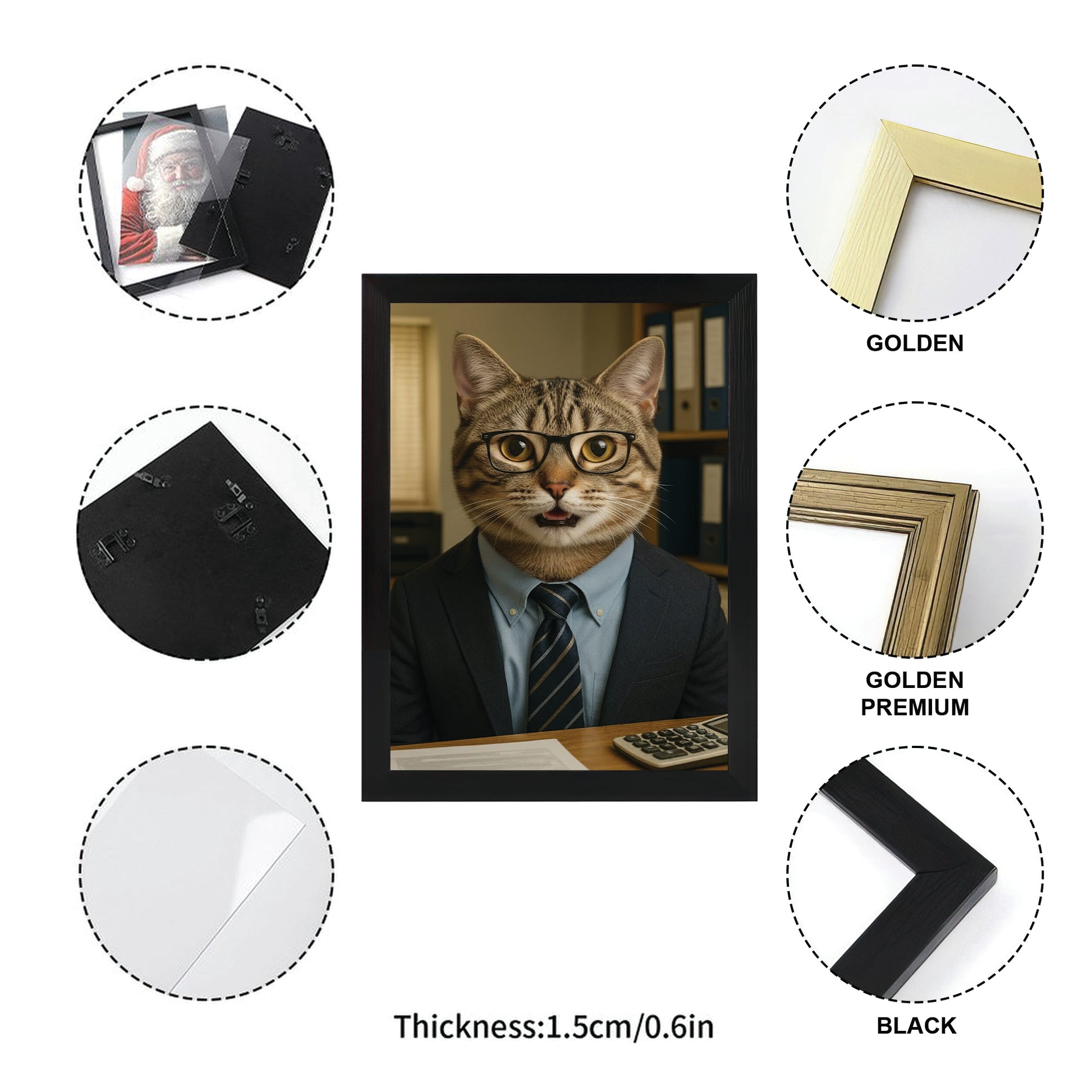 Custom Photo Accountant Cat Canvas Framed Wall Art Gift For Cat Lovers