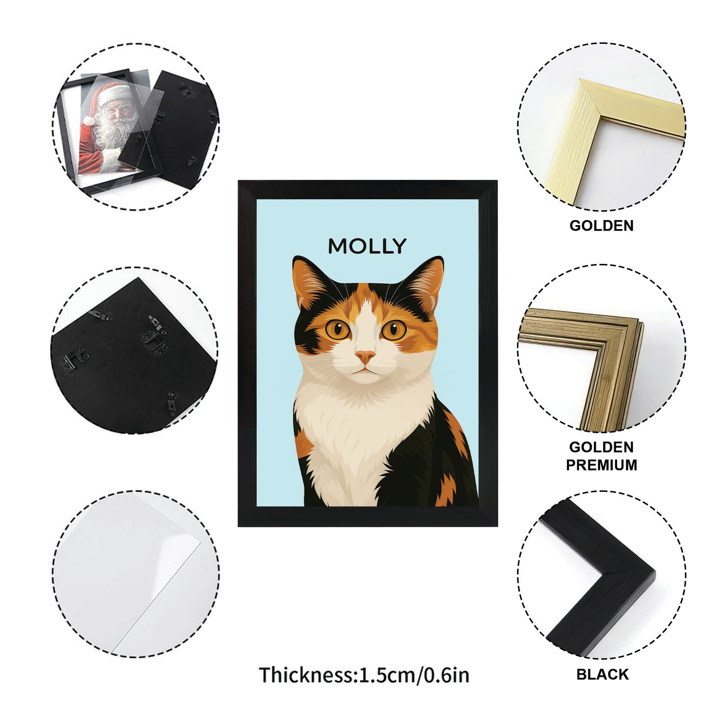 Custom Photo Minimalist Classic Cat Canvas Framed Wall Art Gift For Cat Lovers