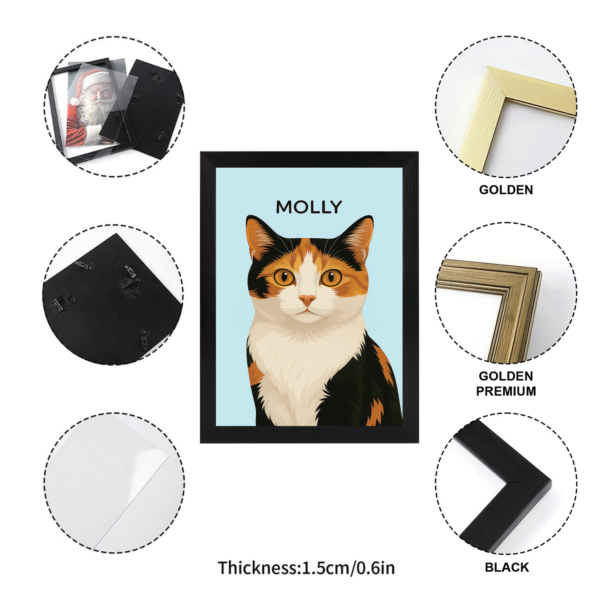 Custom Photo Minimalist Classic Cat Canvas Framed Wall Art Gift For Cat Lovers