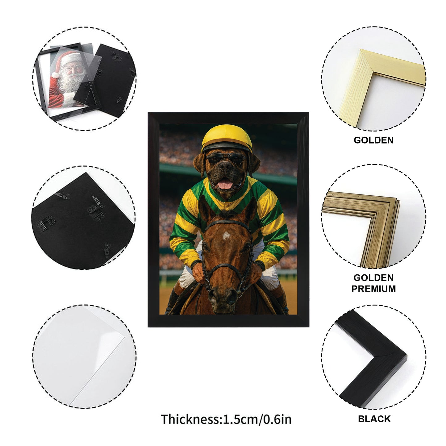 Custom Photo Jockey Horse Racing Dog Canvas Framed Wall Art Gift For Dog Lovers