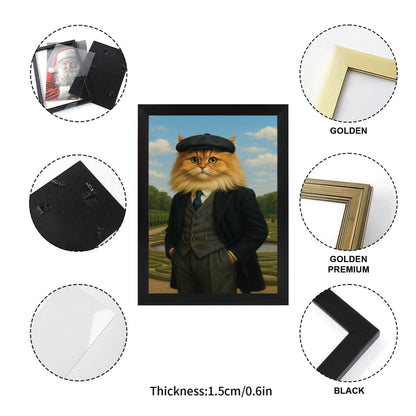 Custom Photo Pawky Blinder Cat Canvas Framed Wall Art