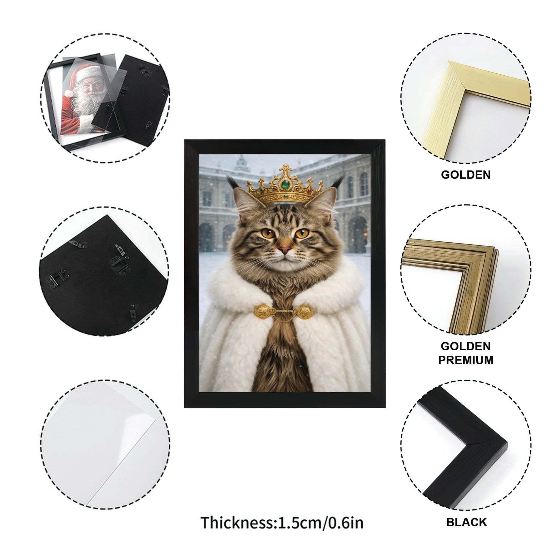 Custom Photo Royal Winter Queen Cat Canvas Framed Wall Art Gift For Cat Lovers