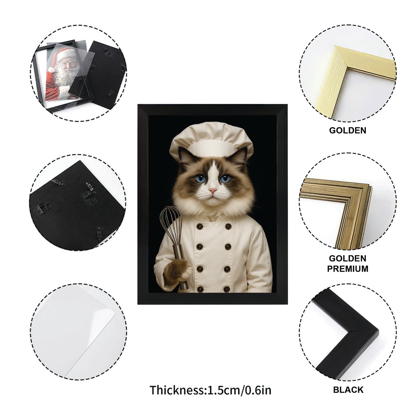 Custom Photo Cat Chef Canvas Framed Wall Art _ Gift For Cat Lovers