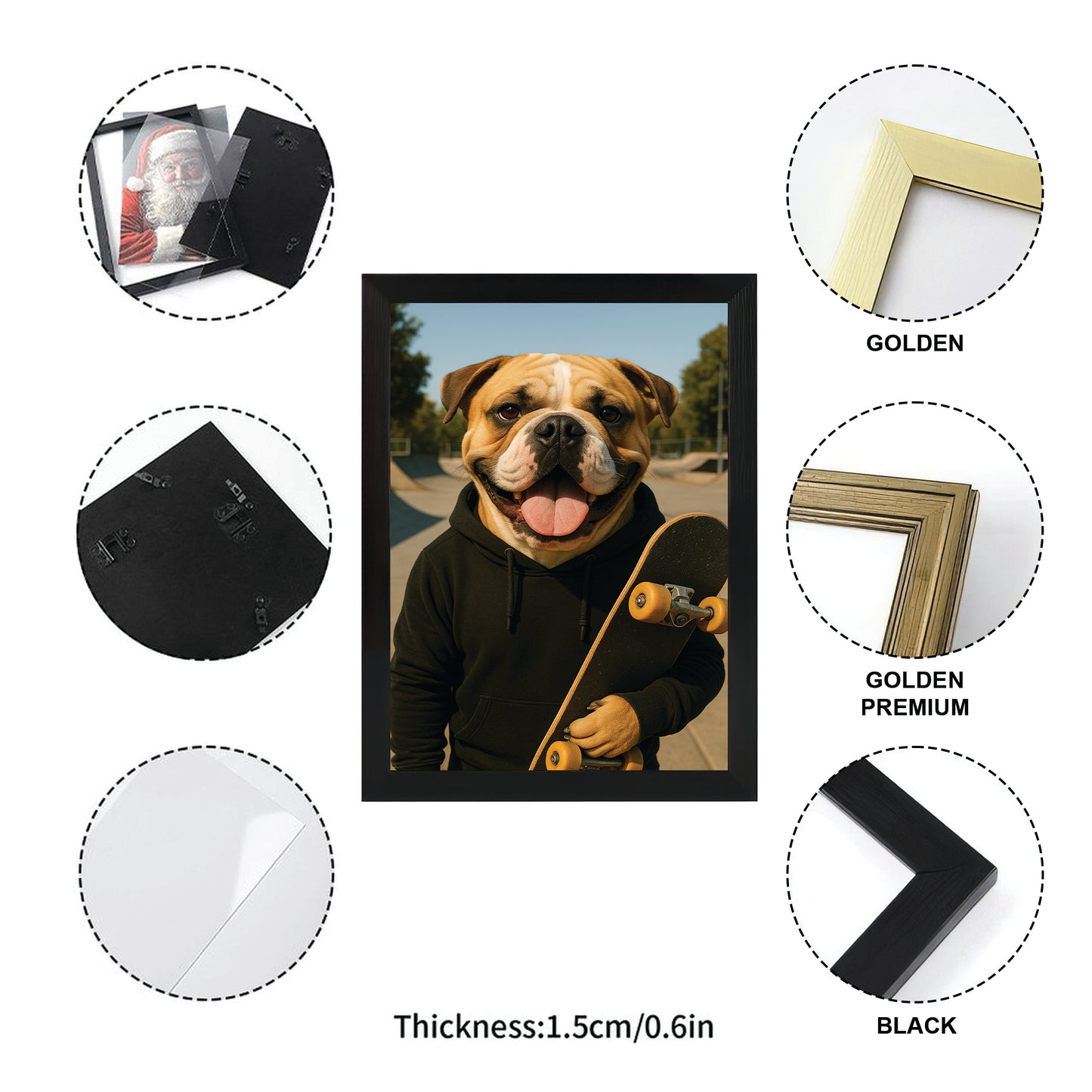 Custom Photo Skater Skateboard Canvas Framed Wall Art Gift For Dog Lovers