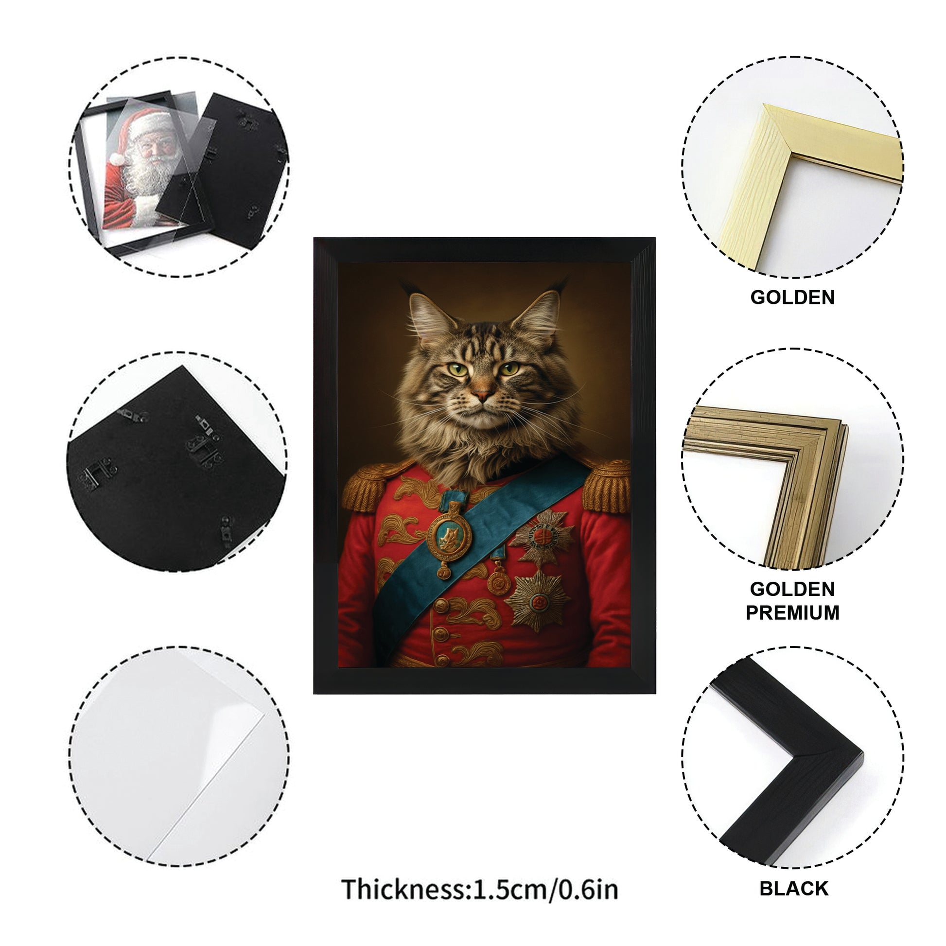 Custom Photo Royal Cat Canvas Framed Wall Art Gift For Cat Lover
