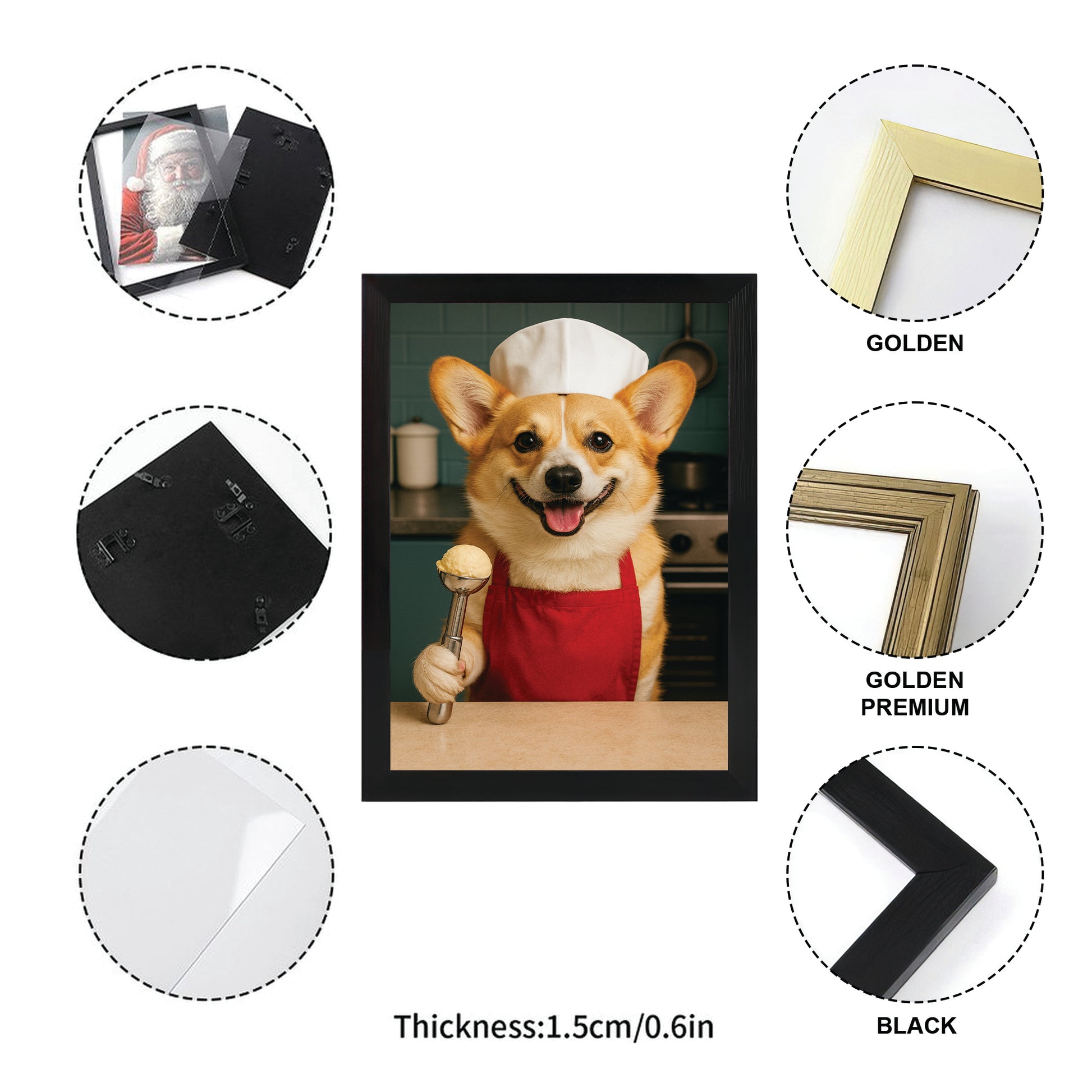 Custom Photo Dog Chef Canvas Framed Wall Art Gift For Dog Lovers