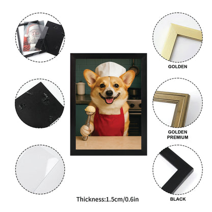 Custom Photo Dog Chef Canvas Framed Wall Art Gift For Dog Lovers