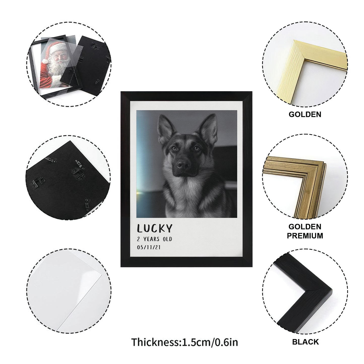 Custom Photo Polaroid Film Canvas Framed Wall Art Gift For Dog Lovers