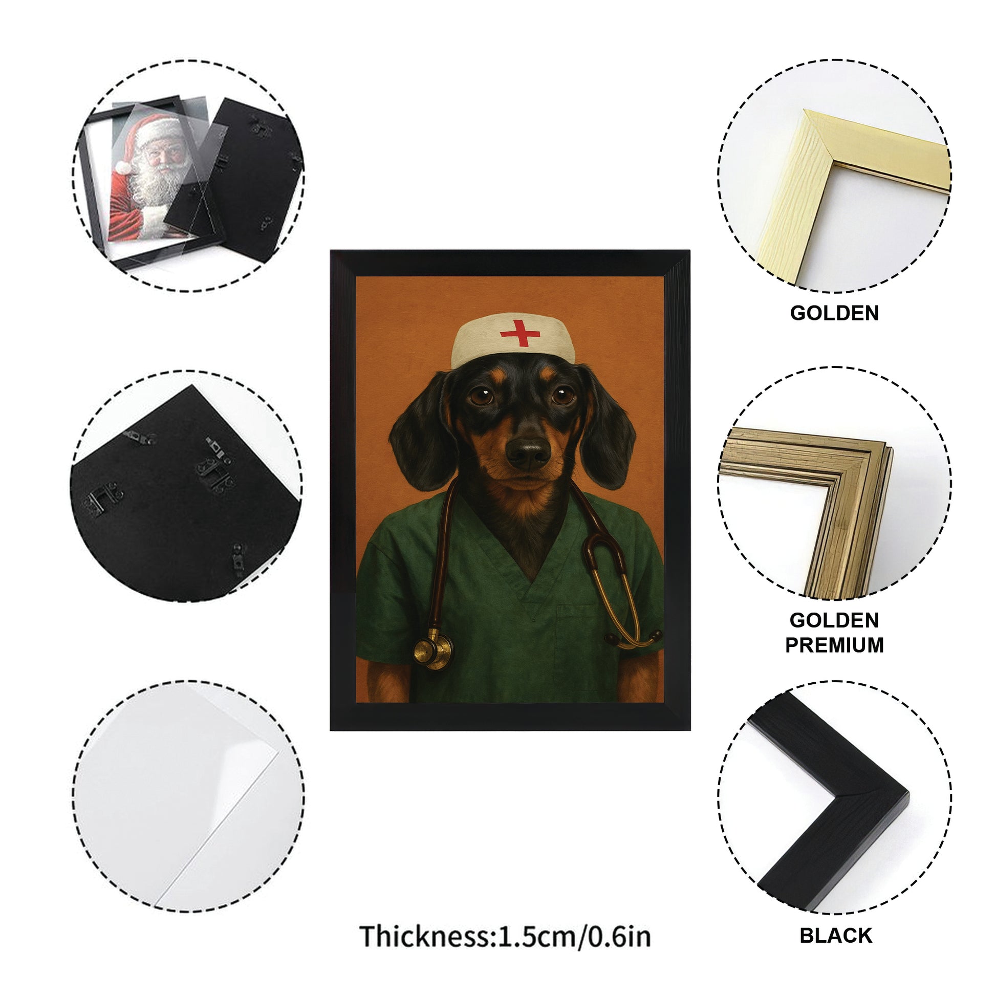 Custom Photo Nurse Dog Canvas Framed Wall Art Gift For Dog Lovers