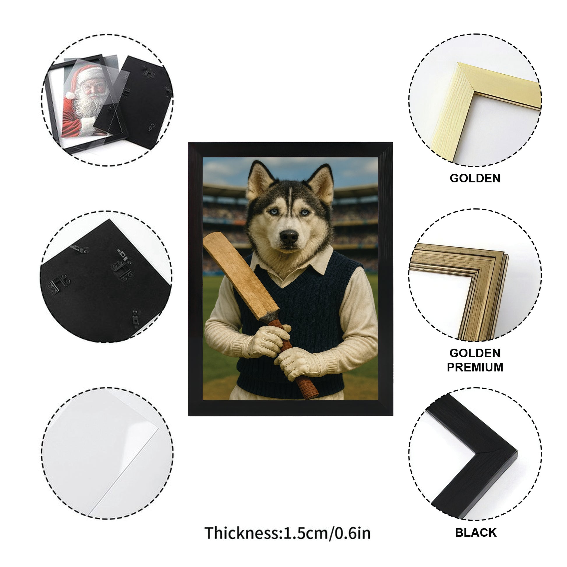 Custom Photo Cricket Dog Canvas Framed Wall Art Gift For Dog Lovers