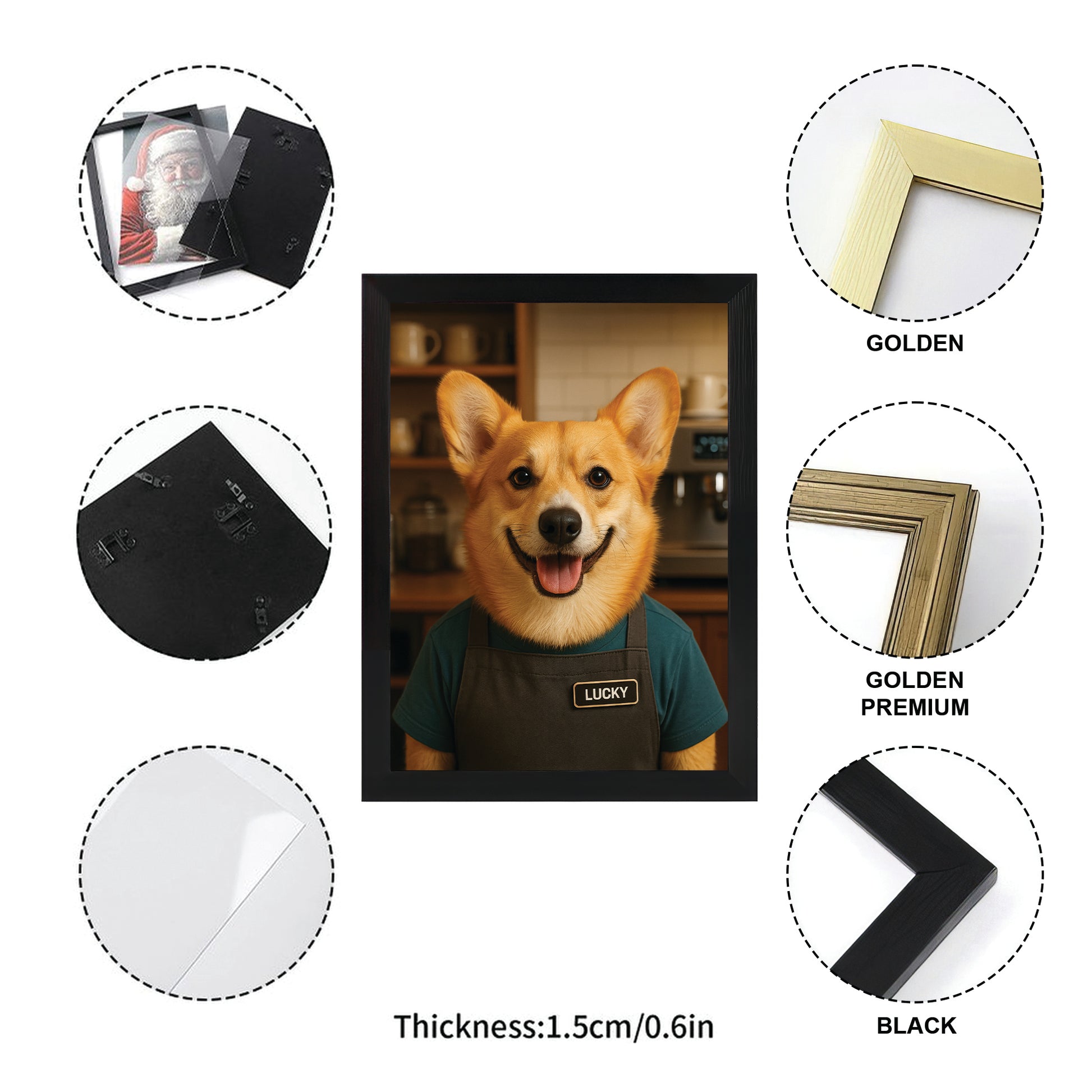 Custom Photo Barista Dog Canvas Framed Wall Art Gift For Dog Lovers