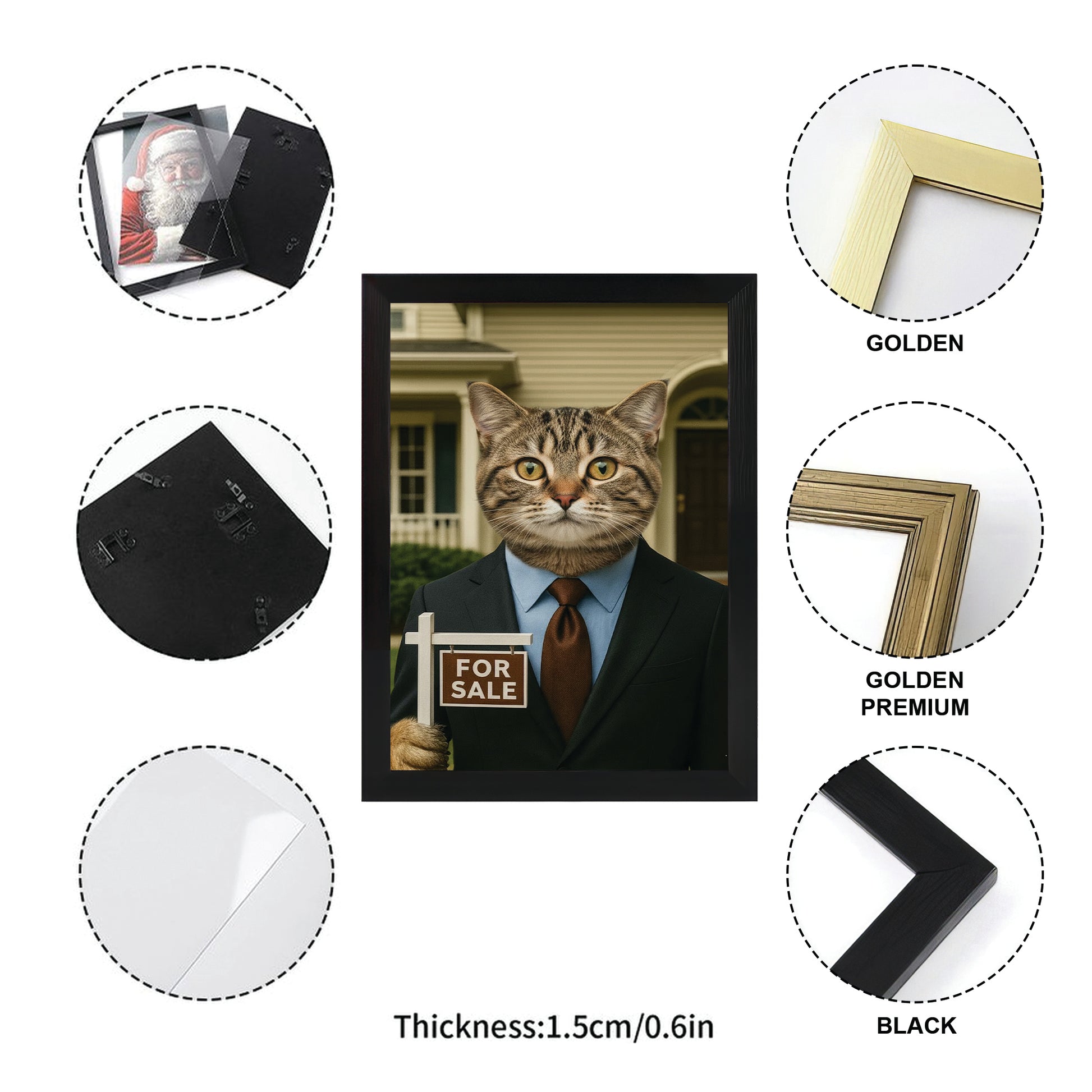 Custom Photo Realtor Cat Canvas Framed Wall Art Gift For Cat Lovers