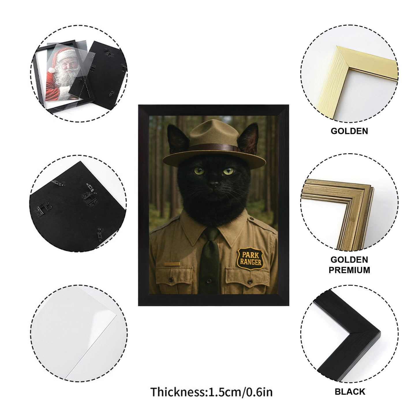 Custom Photo Park Ranger Cat Canvas Framed Wall Art