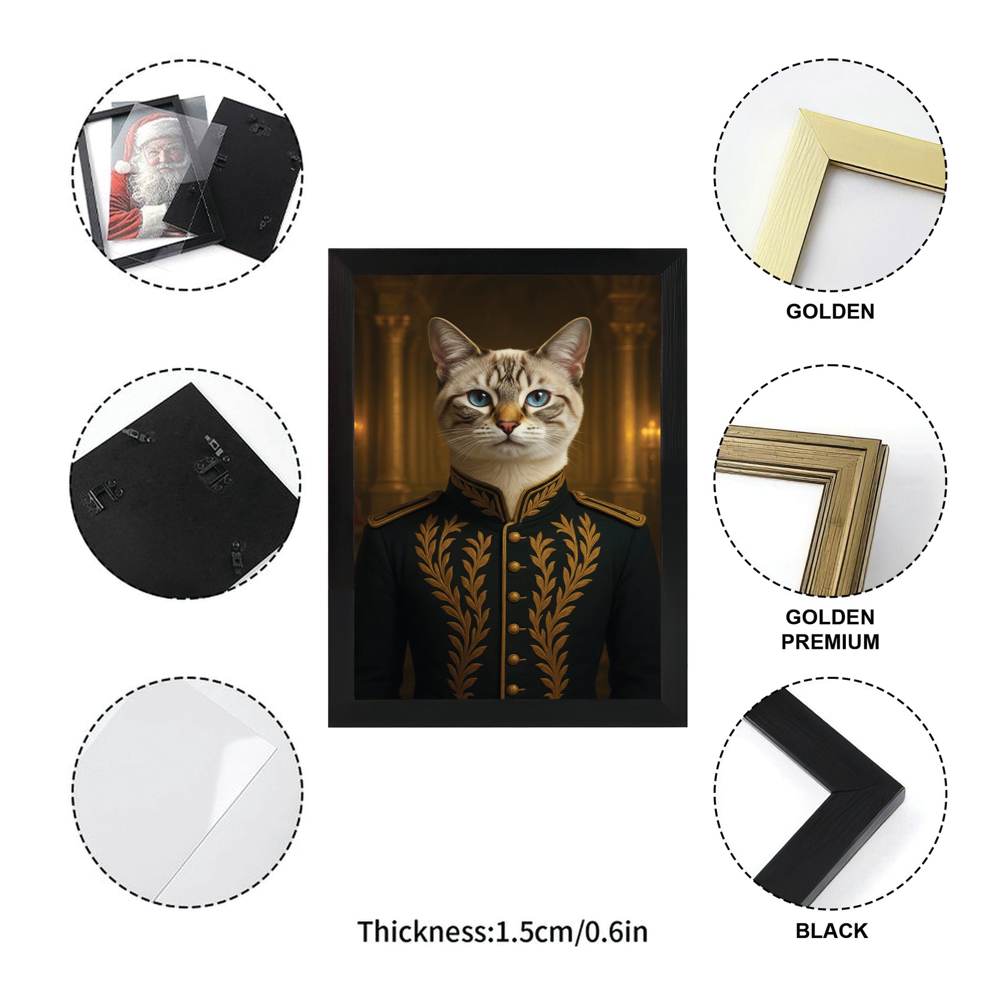 Custom Photo Cat Royal Style 10 Canvas Framed Wall Art Gift For Cat Lovers