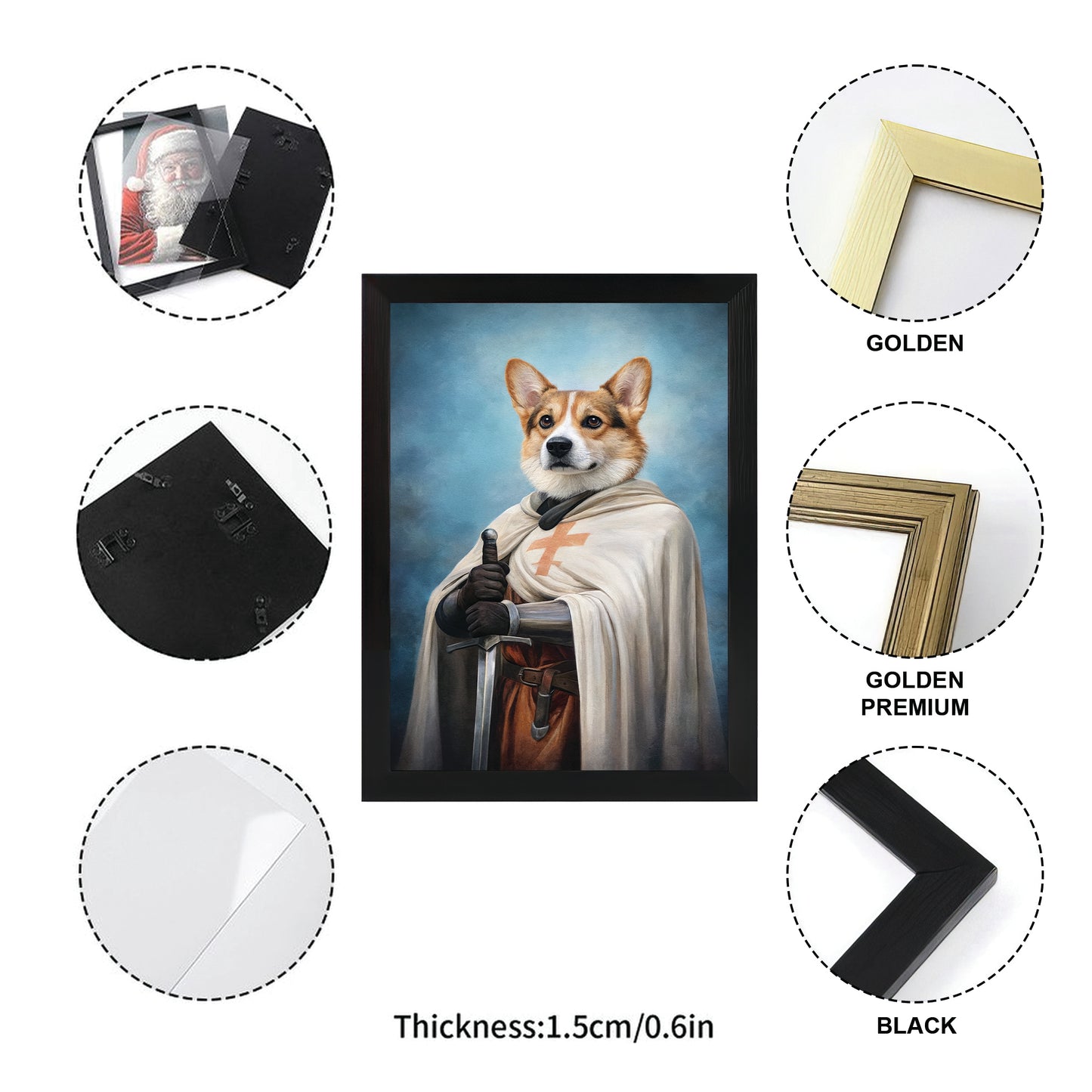 Custom Photo Priest Dog Canvas Framed Wall Art Gift For Dog Lovers
