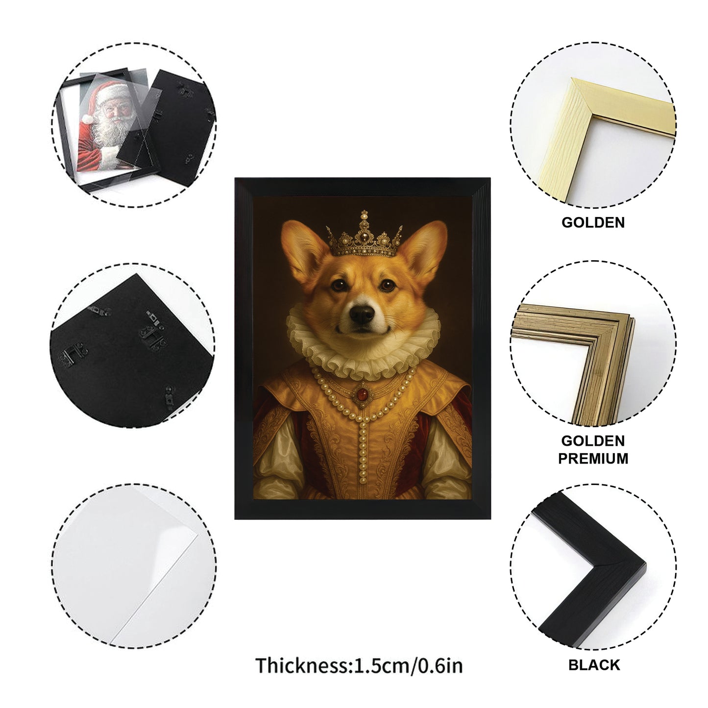 Custom Photo Dog Queen Royal Canvas Framed Wall Art Gift For Dog Lovers