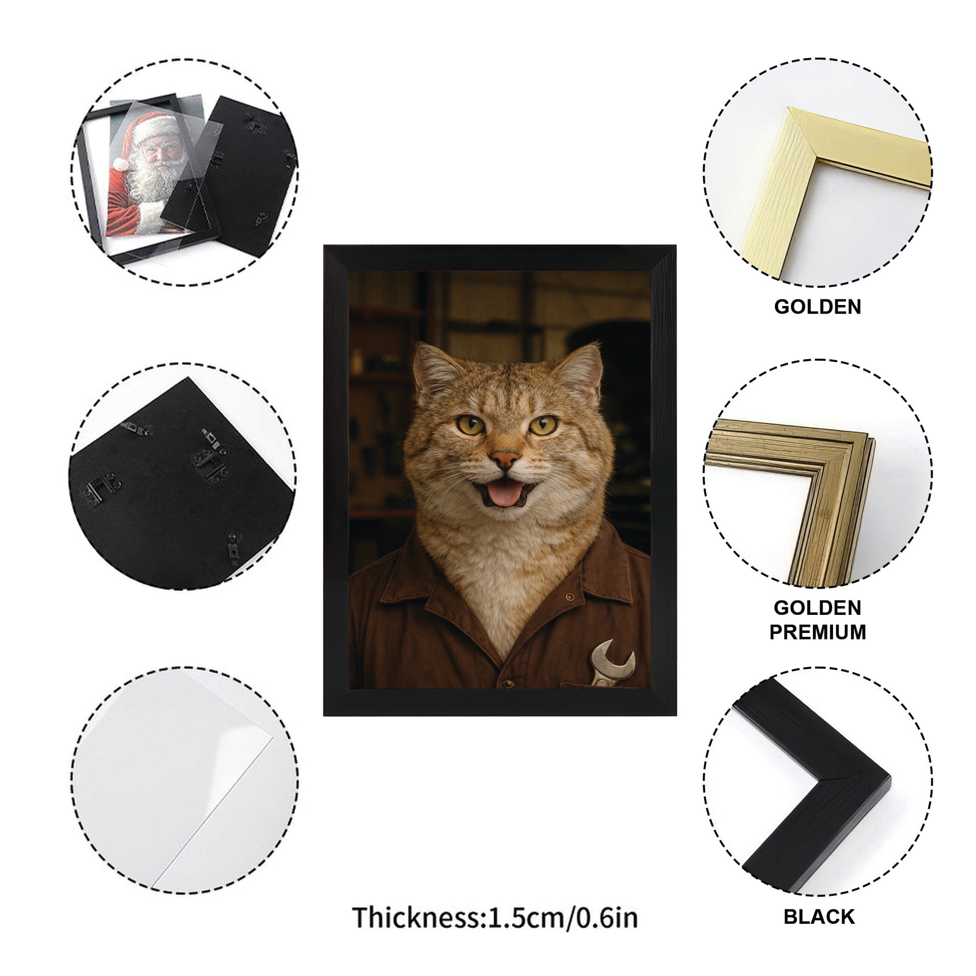 Custom Photo Mechanic Cat Canvas Framed Wall Art Gift For Cat Lovers