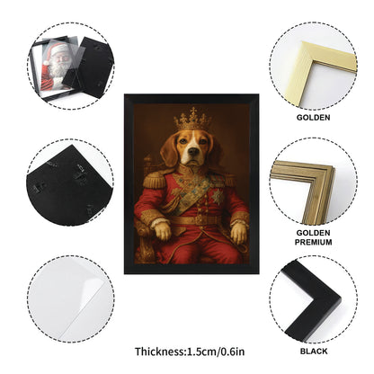 Custom Photo King Dog With Crown Royal Canvas Framed Wall Art Gift For Dog Lovers