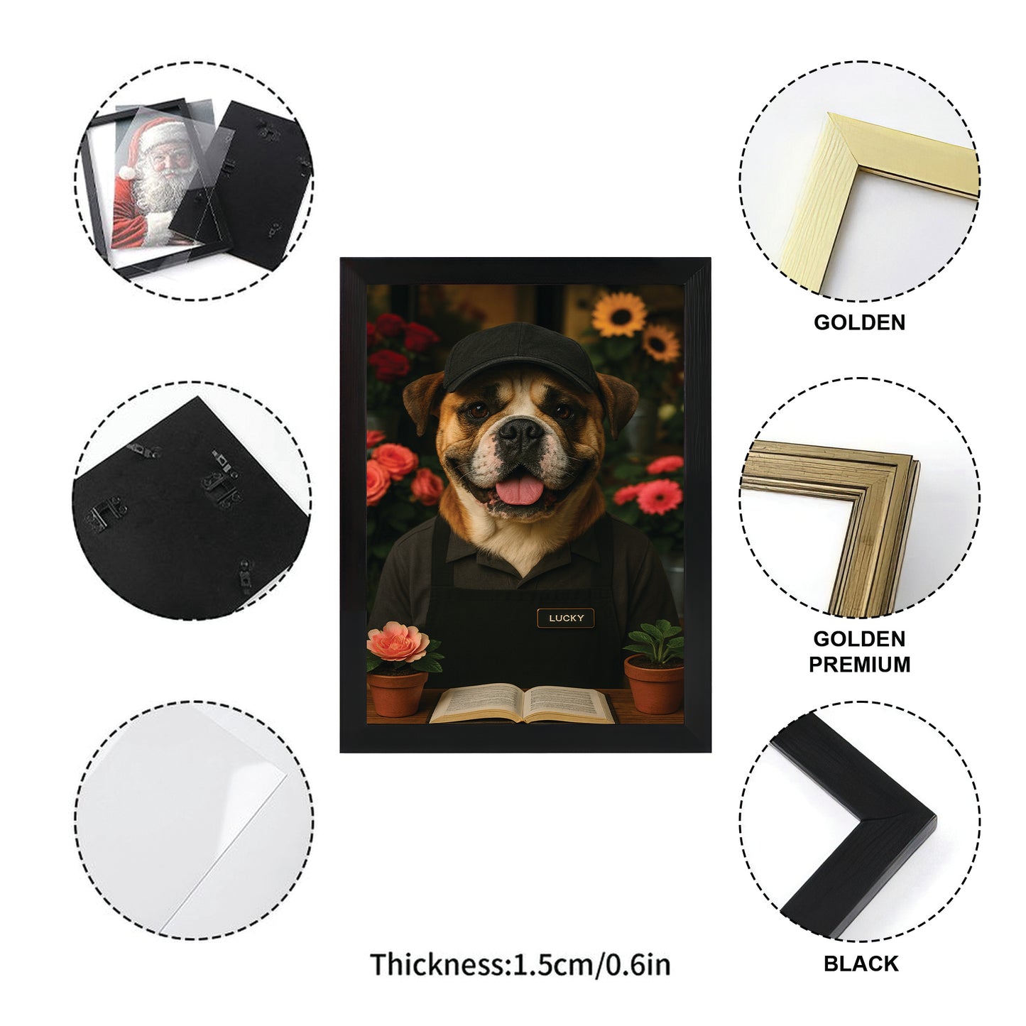 Custom Photo Flower Shop Florist Dog Canvas Framed Wall Art Gift For Dog Lovers