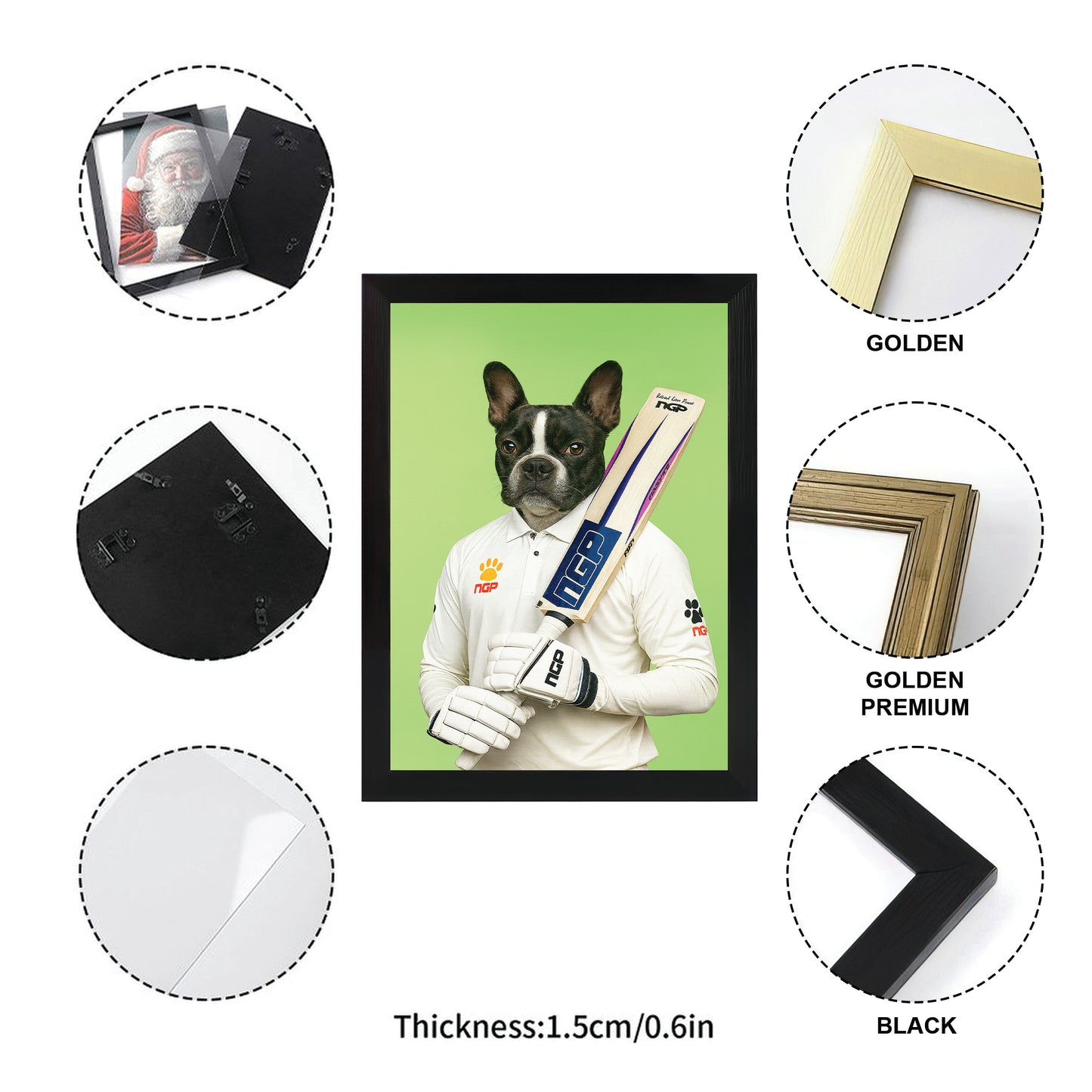 Custom Photo Cricketer Dog Canvas Framed Wall Art Gift For Dog Lovers