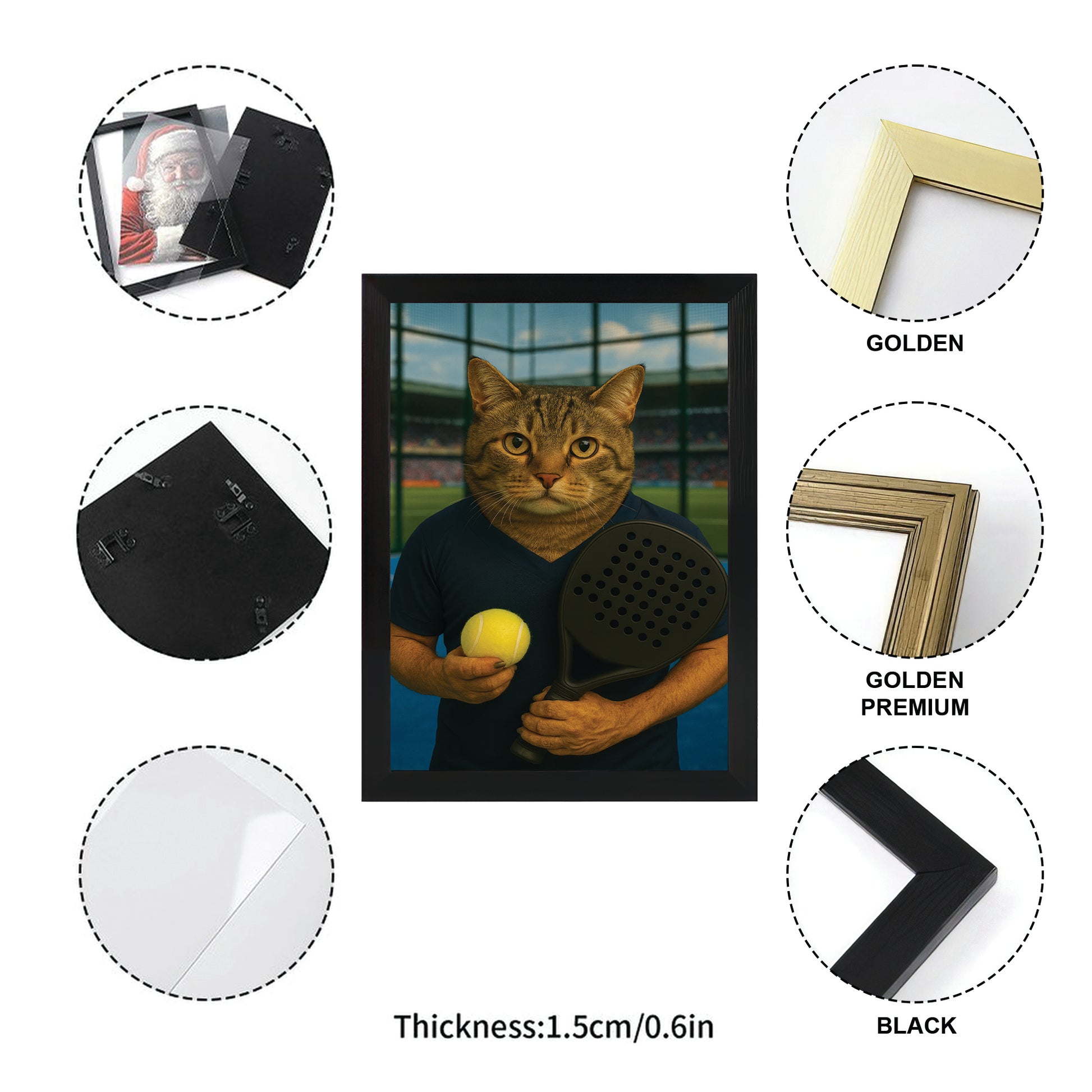 Custom Photo Paddle Player Cat Canvas Framed Wall Art Gift For Cat Lovers