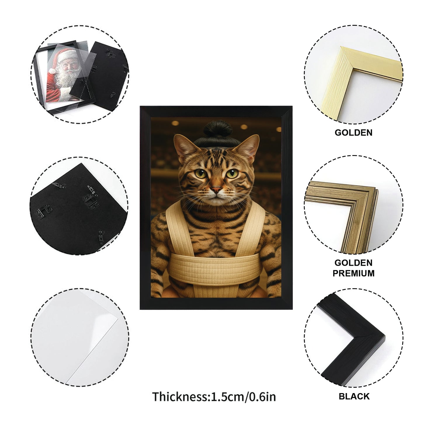 Custom Photo Sumo Cat Canvas Framed Wall Art Gift For Cat Lovers