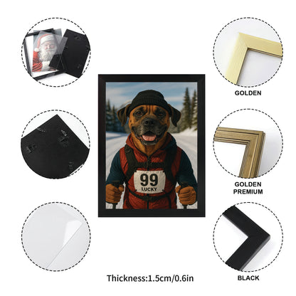 Custom Photo Cross Country Ski Dog Canvas Framed Wall Art Gift For Dog Lovers