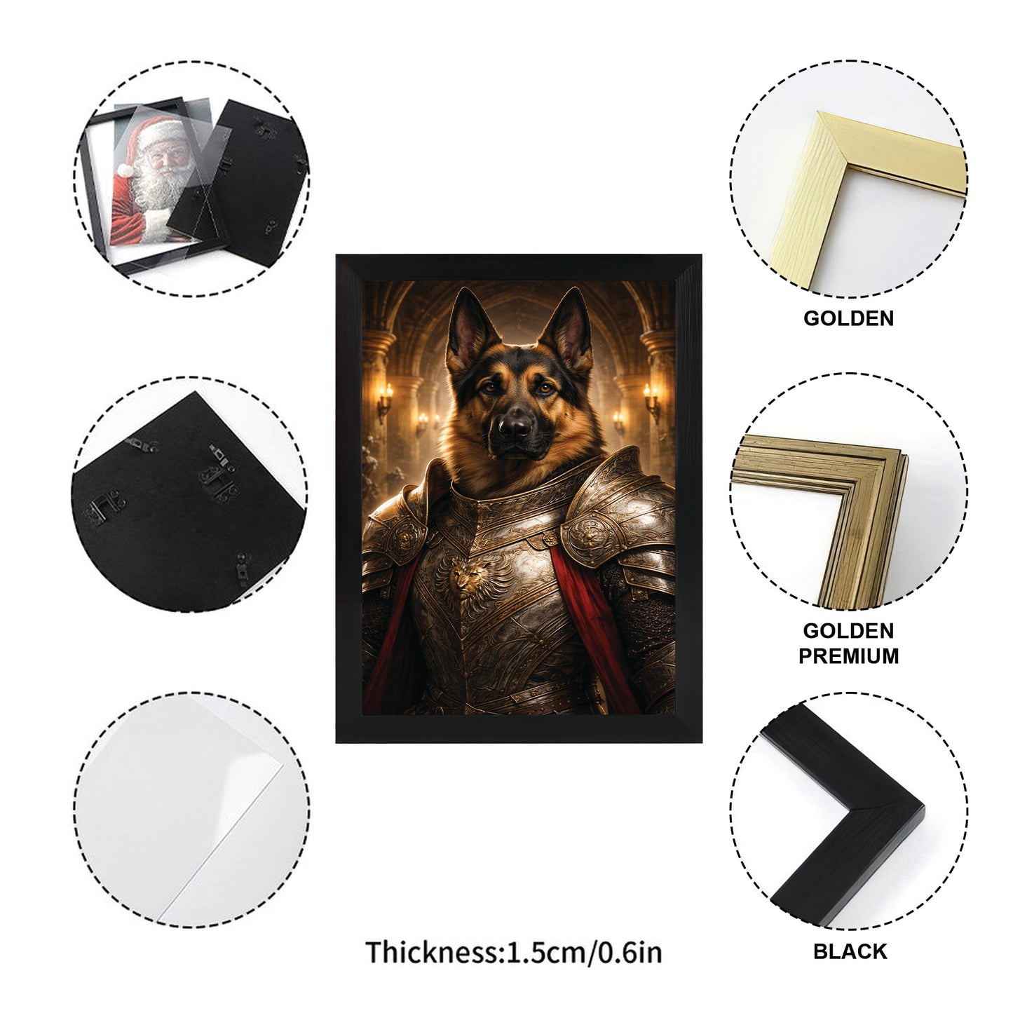 Custom Photo Royal Knight Dog Style 01 Canvas Framed Wall Art Gift For Dog Lovers