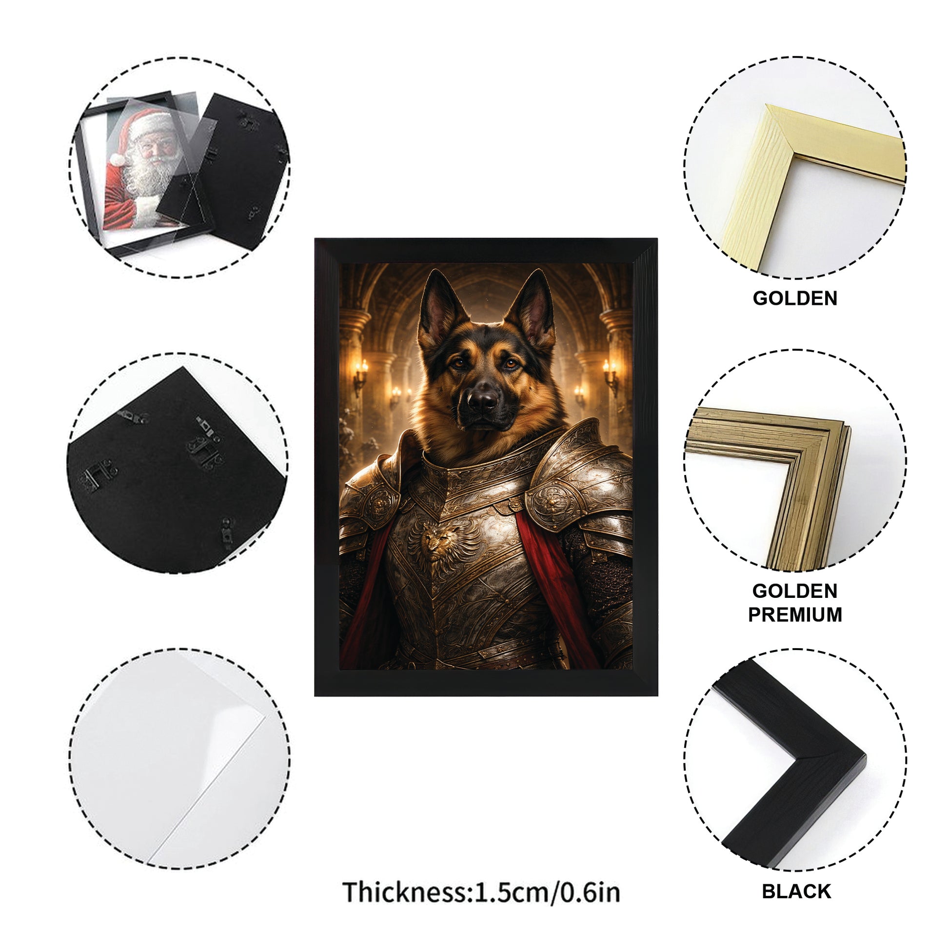 Custom Photo Royal Knight Dog Style 01 Canvas Framed Wall Art Gift For Dog Lovers