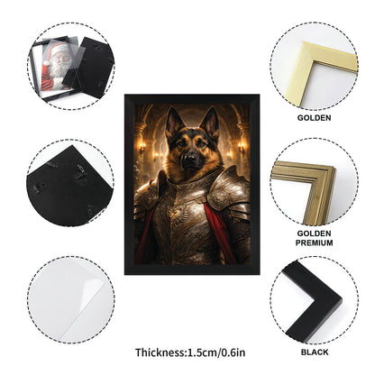Custom Photo Royal Knight Dog Style 01 Canvas Framed Wall Art Gift For Dog Lovers