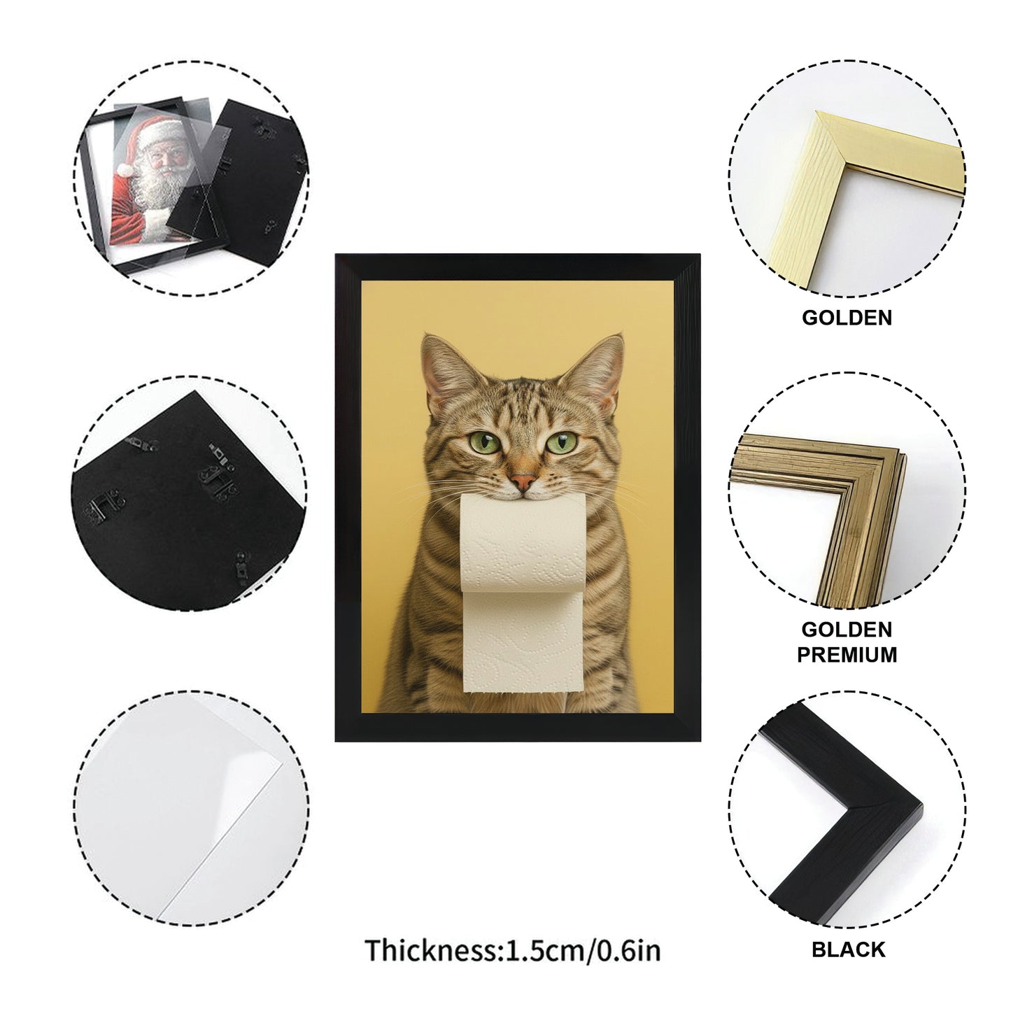 Custom Photo Cat Bathroom Style 23 Canvas Framed Wall Art Gift For Cat Lovers