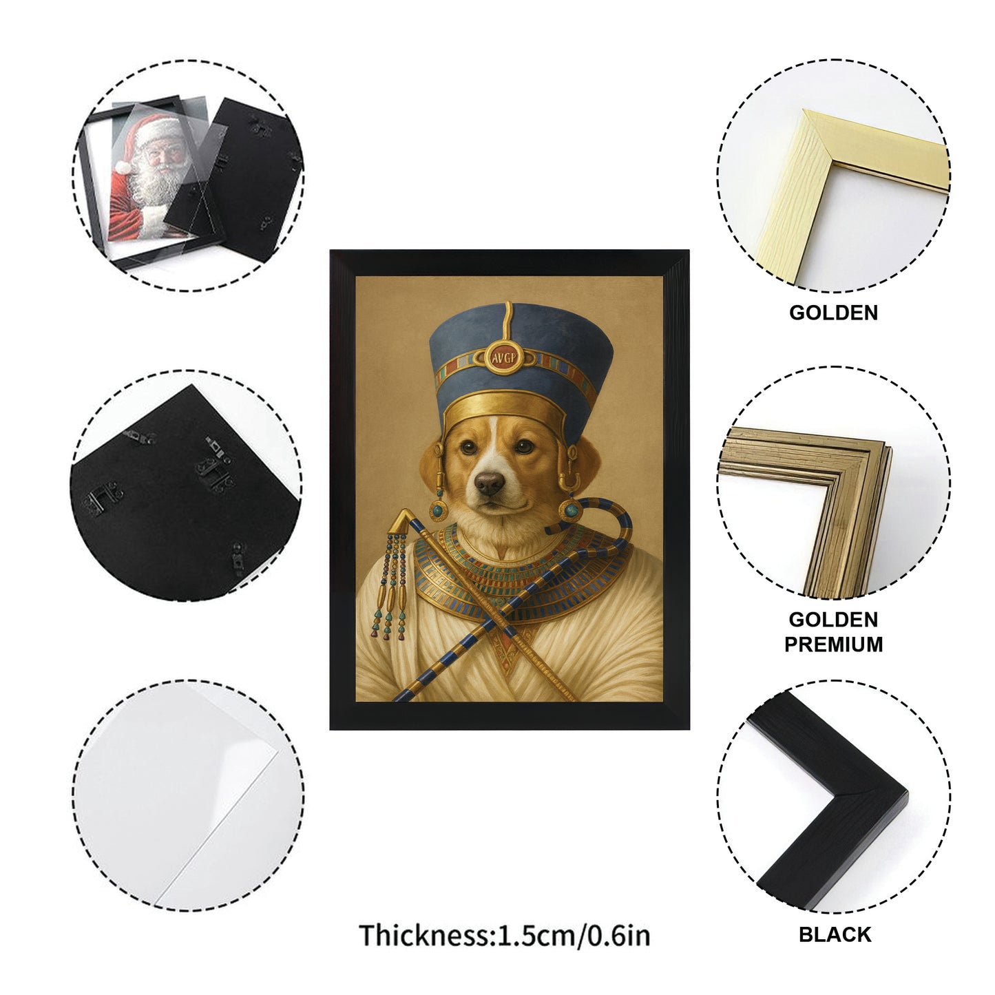 Custom Photo Egyptian Queen Dog Canvas Framed Wall Art Gift For Dog Lover