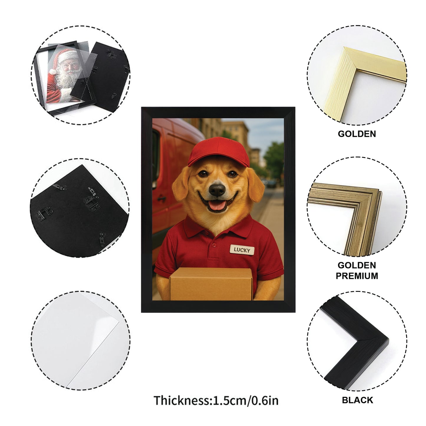 Custom Photo Courier Delivery Canvas Framed Wall Art Gift For Dog Lovers