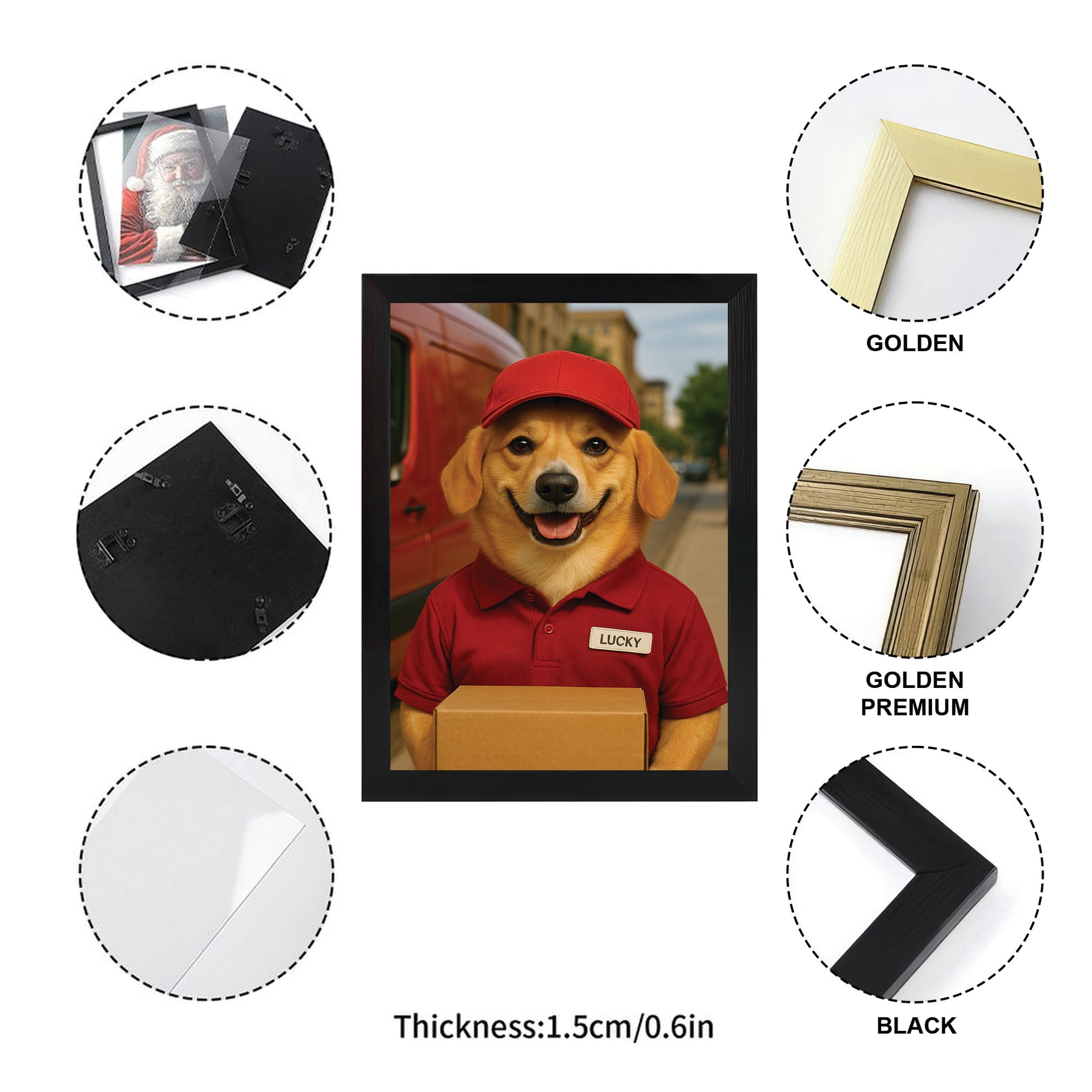 Custom Photo Courier Delivery Canvas Framed Wall Art Gift For Dog Lovers