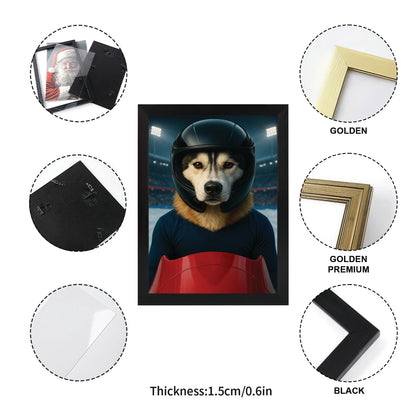 Custom Photo Bobsled Winter Race Dog Canvas Framed Wall Art Gift For Dog Lovers