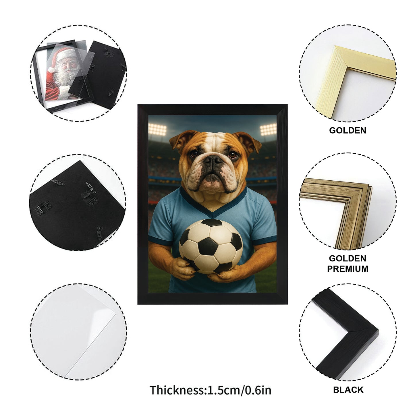 Custom Photo Soccer Dog Canvas Framed Wall Art Gift For Dog Lovers