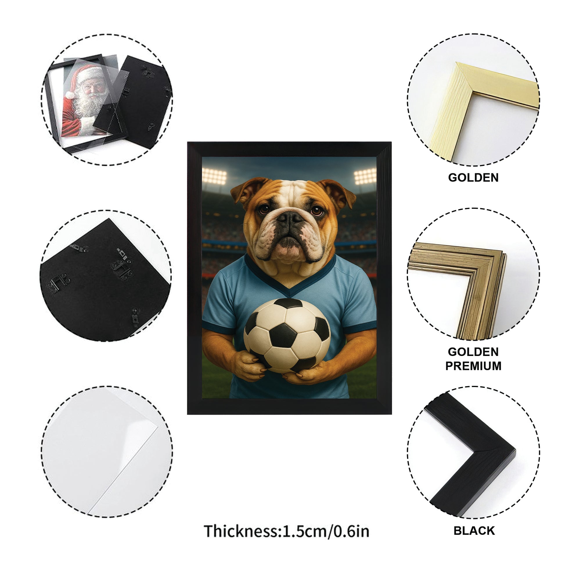 Custom Photo Soccer Dog Canvas Framed Wall Art Gift For Dog Lovers