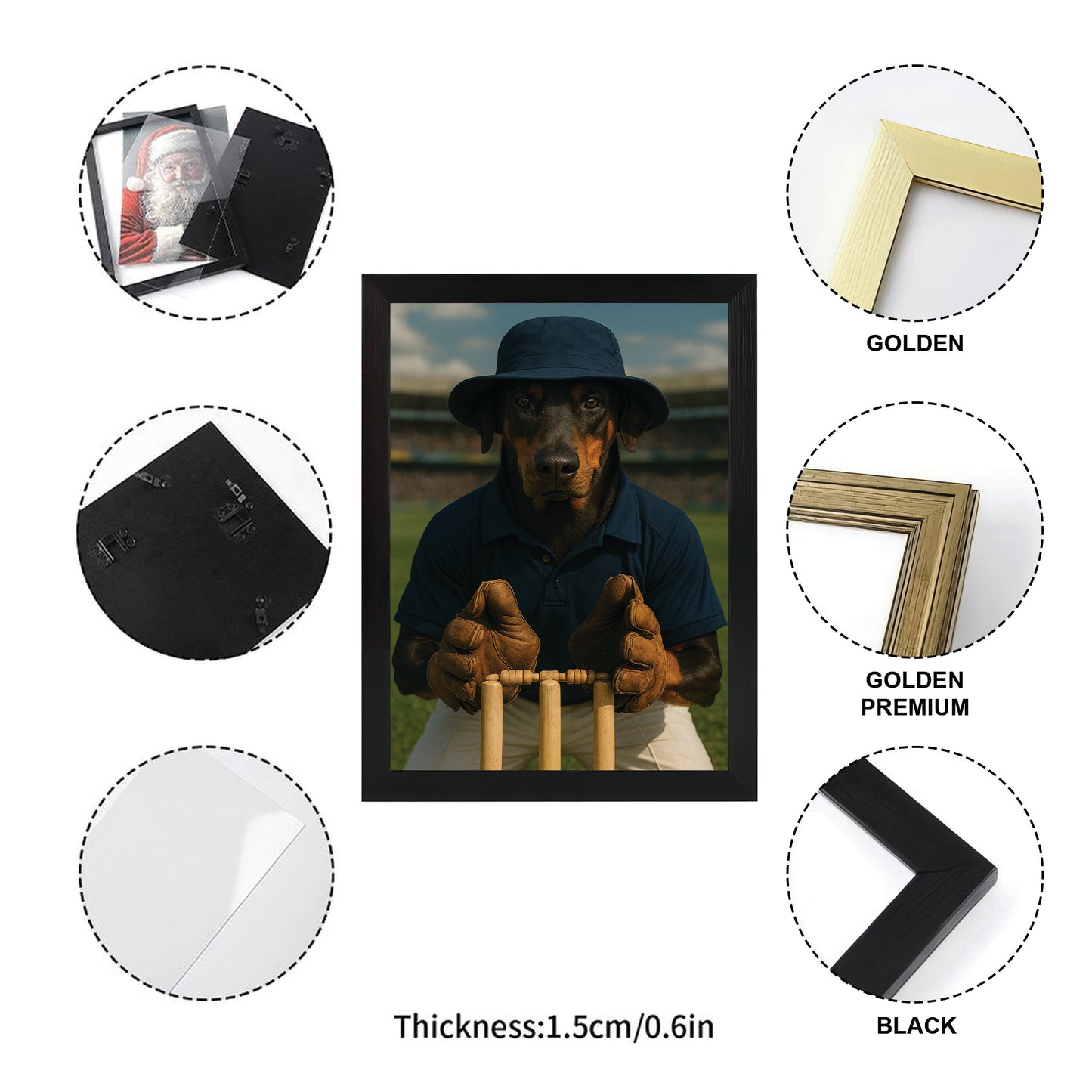 Custom Photo Cricket Player Dog Canvas Framed Wall Art Gift For Dog Lovers