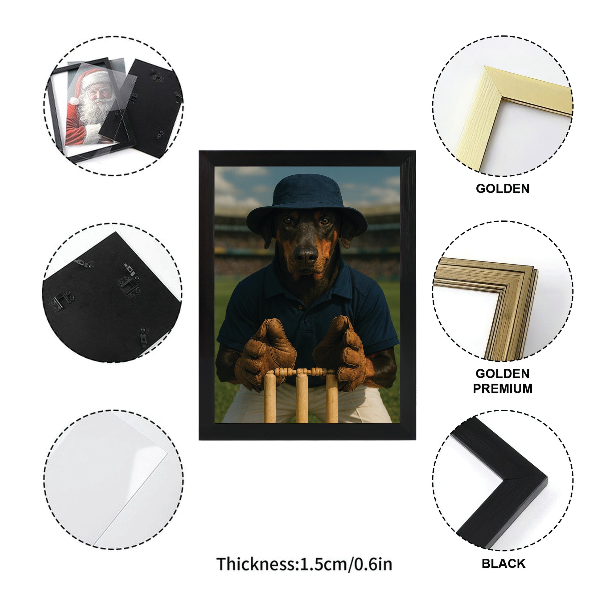 Custom Photo Cricket Player Dog Canvas Framed Wall Art Gift For Dog Lovers