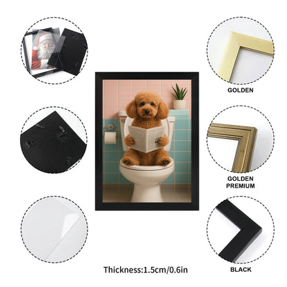Custom Photo Dog Bathroom Style 8 Canvas Framed Wall Art Gift For Dog Lovers