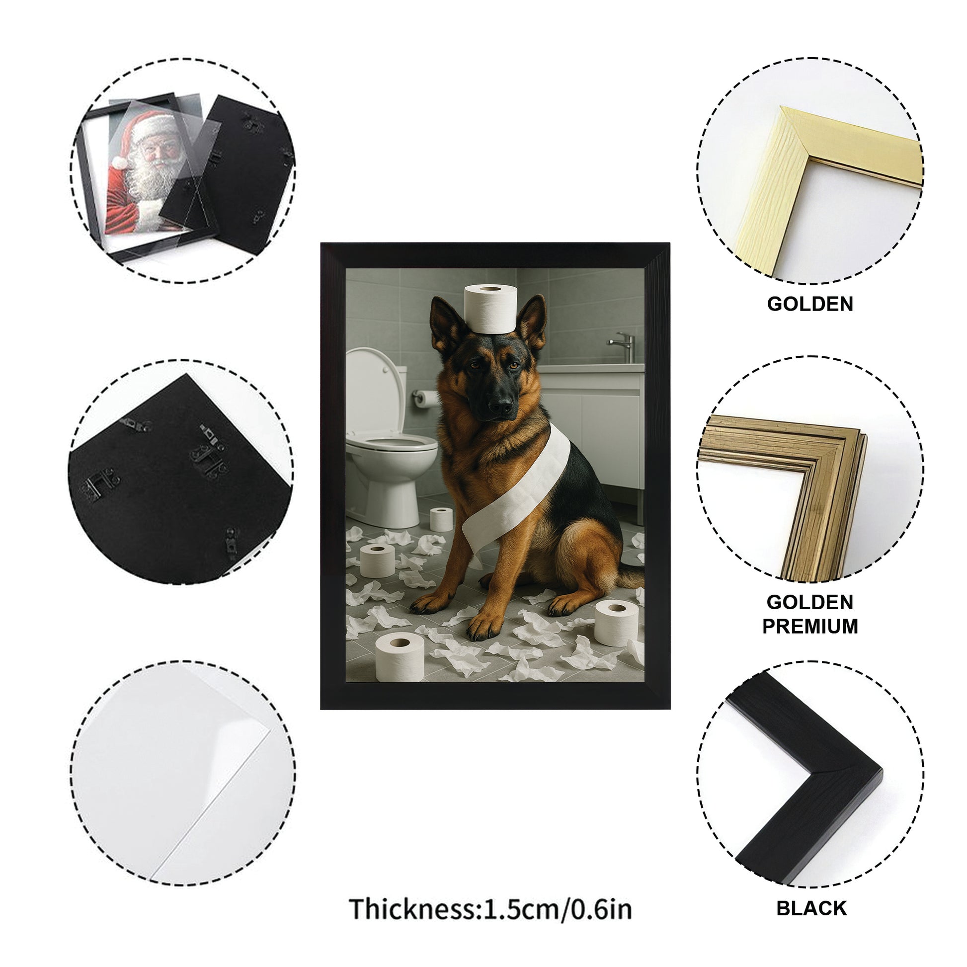 Custom Photo Dog Bathroom Style 19 Canvas Framed Wall Art Gift For Dog Lovers