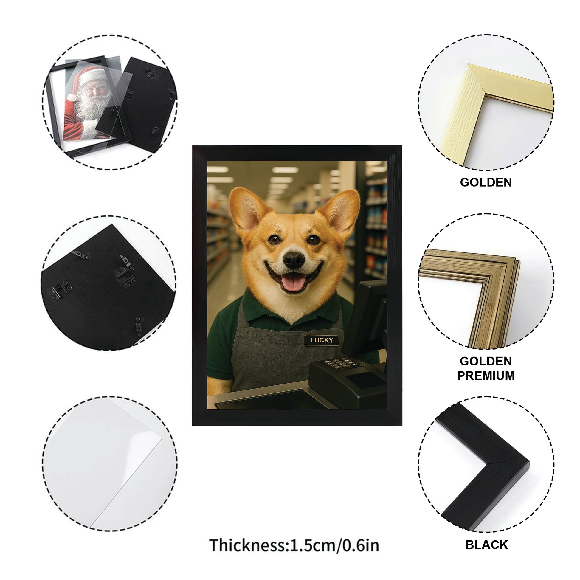 Custom Photo Cashier Dog Canvas Framed Wall Art Gift For Dog Lovers