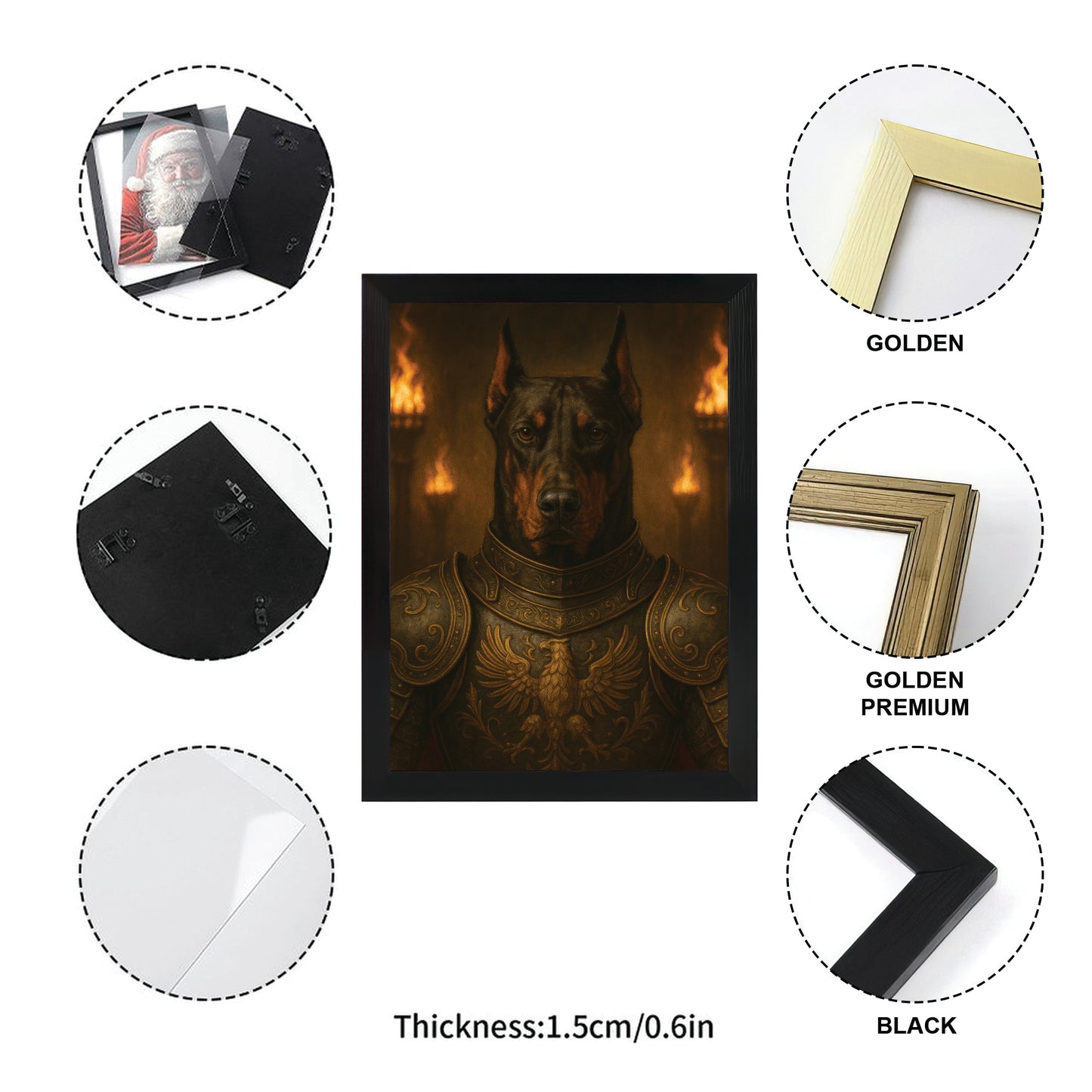 Custom Photo Dog Knight Royal Canvas Framed Wall Art Gift For Dog Lovers