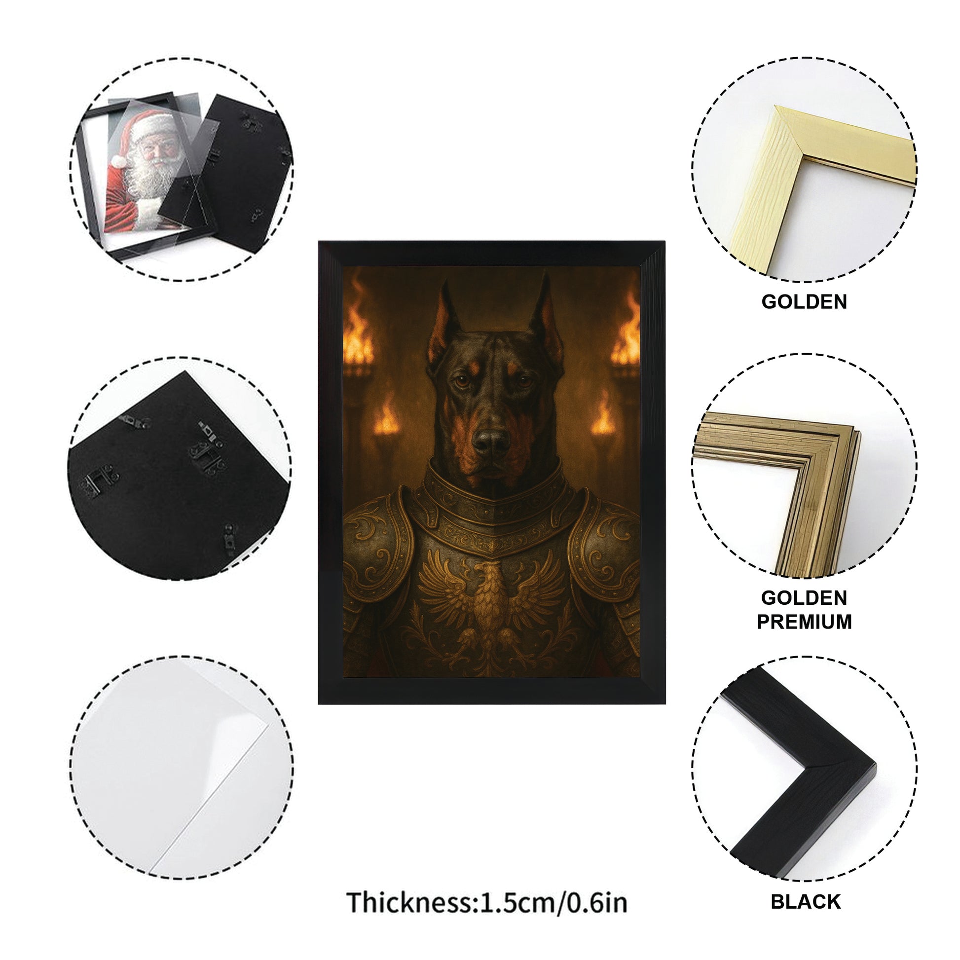 Custom Photo Dog Knight Royal Canvas Framed Wall Art Gift For Dog Lovers