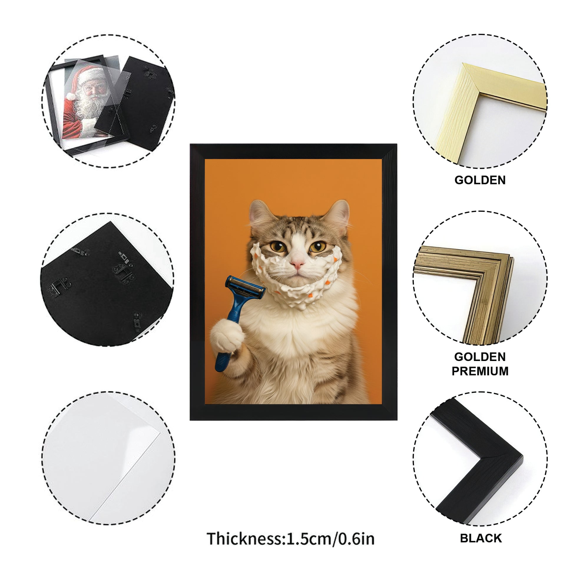 Custom Photo Cat Bathroom Style 36 Canvas Framed Wall Art Gift For Cat Lovers