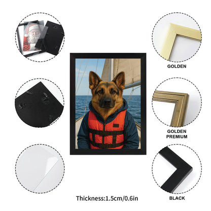 Custom Photo Sailor Dog Canvas Framed Wall Art Gift For Dog Lovers