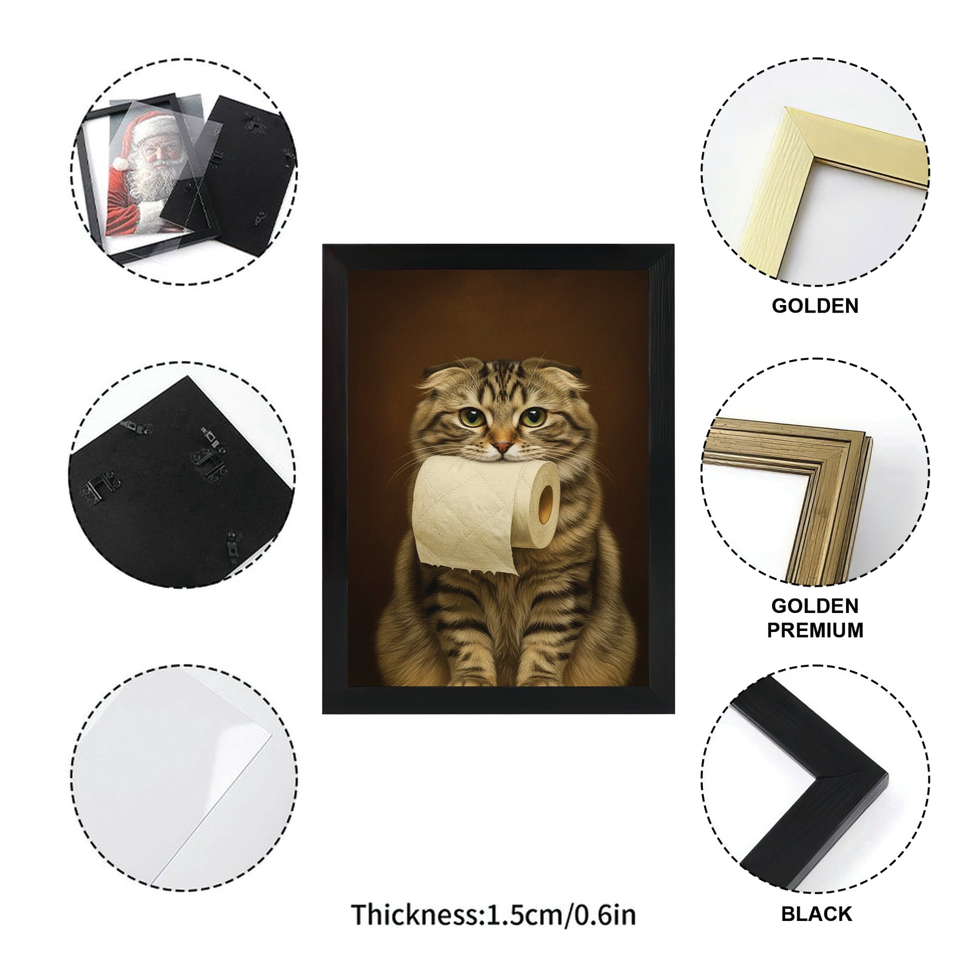 Custom Photo Cat Bathroom Style 18 Canvas Framed Wall Art Gift For Cat Lovers